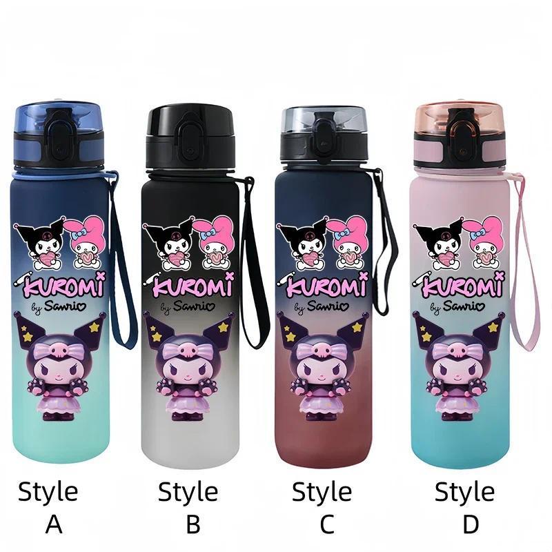 New Cute Sanrio Kuromi Water Bottle Girls Frosted Plastic Cup High Temperature Resistant Kids Water 