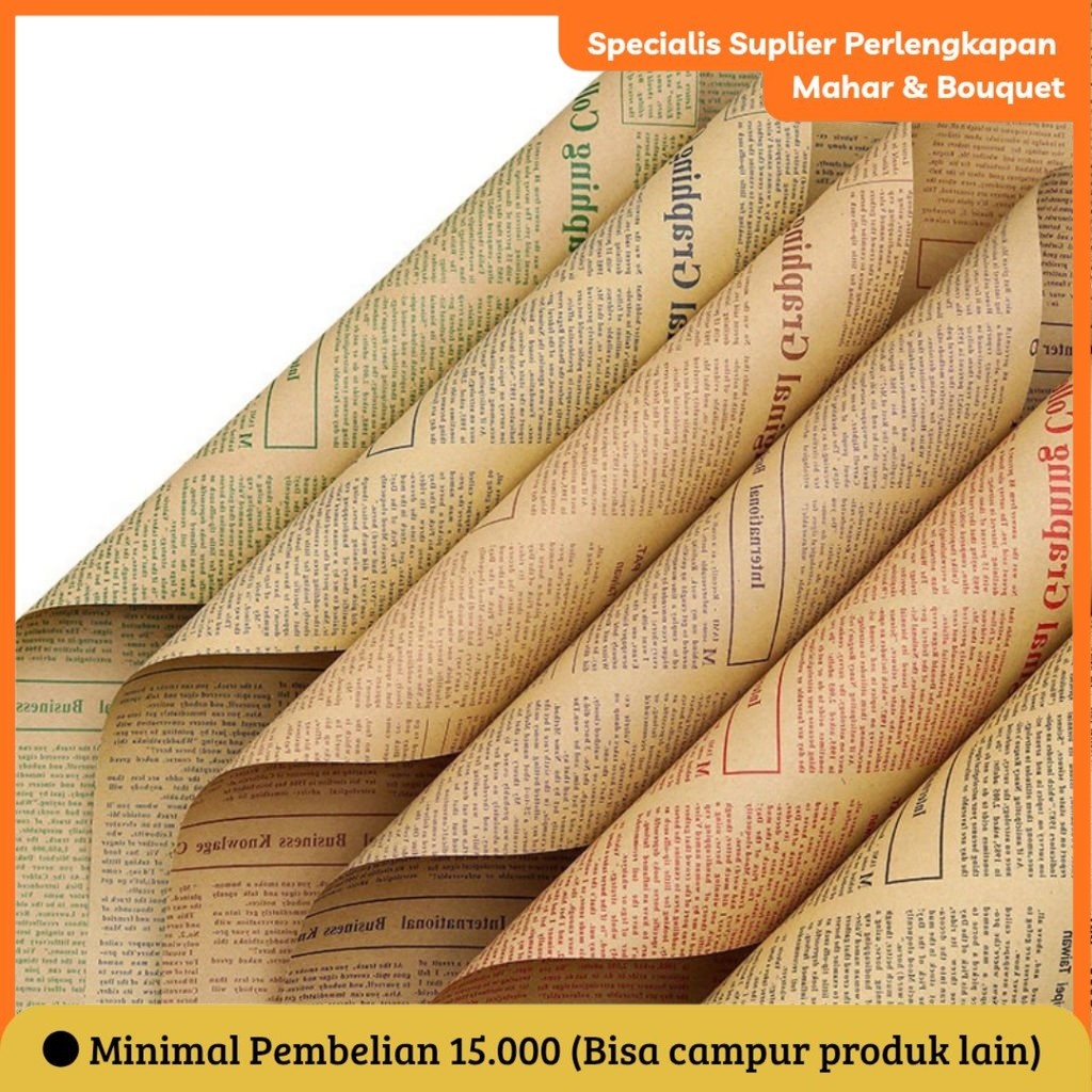WRAPING PAPER VINTAGE KERTAS BUKET MOTIF KORAN HAND BOUQUET BUNGA KERTAS KADO