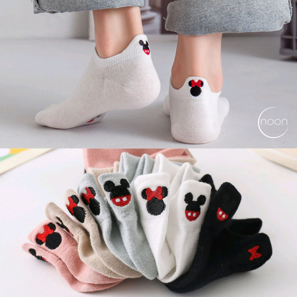 FDMP463_ PROMO [ Mall ] NOON (Disney) Kaos Kaki Pendek Wanita Korea  Sneakers Sekolah Olahraga Kerja