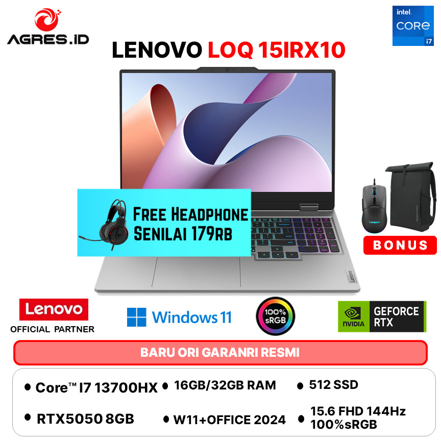 LENOVO LOQ 15 I7 13700HX RTX5050 8GB - 32GB 512GB W11+OHS 15.6FHD 144HZ 100SRGB 24ZRGB -QDID
