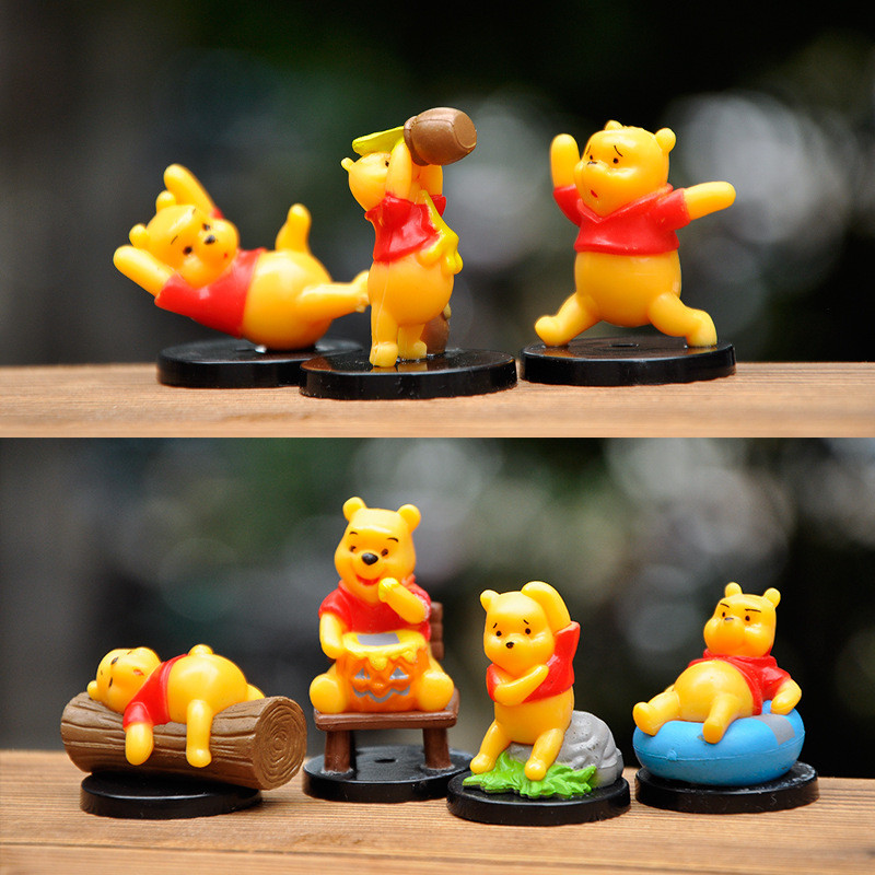 7pcs Disney Anime Winnie the Pooh Cartoon Action Figure Kids Collectible Toy Birthday Cake Decoratio