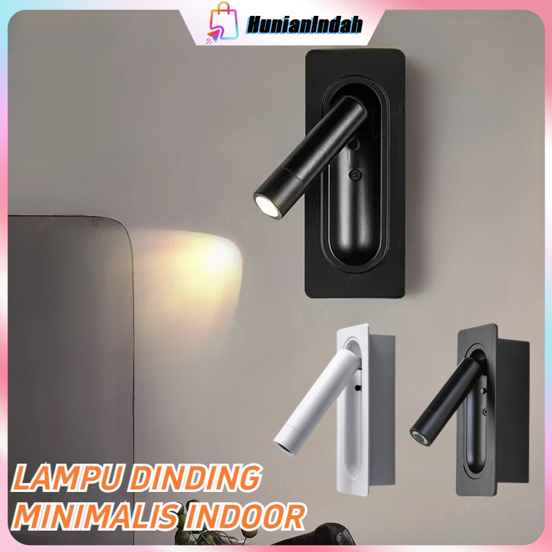 Lampu Dinding 3 Watt Adjustable Sudut Cahaya Bisa Diatur 350° Lampu Baca Kamar Tidur