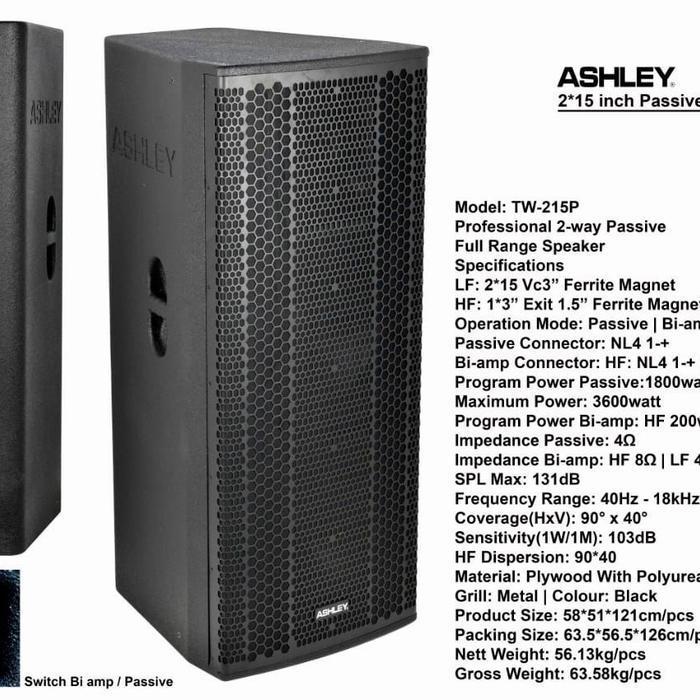 SPEAKER PASIF 2X15 INCI DOUBEL WOOFER ASHLEY TW215P ASHLEY TW 215P