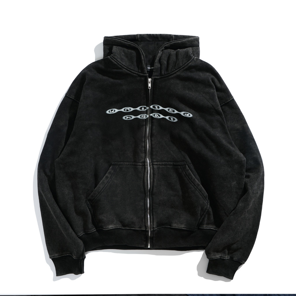 UH Hoodie Boxy Washed Zip Heavyweight Cotton - CYBER