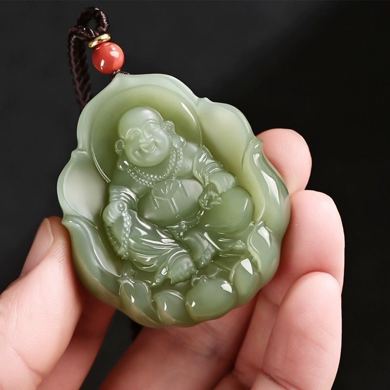 Maitreya Buddha Jade Pendant Natural Hetian Jade Women's Necklace