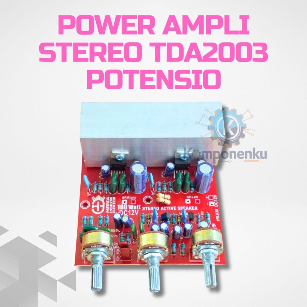 Kit Power Amplifier TDA2003 Stereo DC 12V 3 Potensio Bass Treble Volume