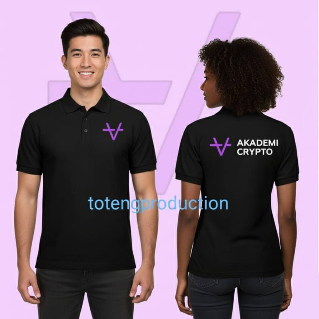 Polo Shirt baju Kaos crypto akademi kripto pria wanita