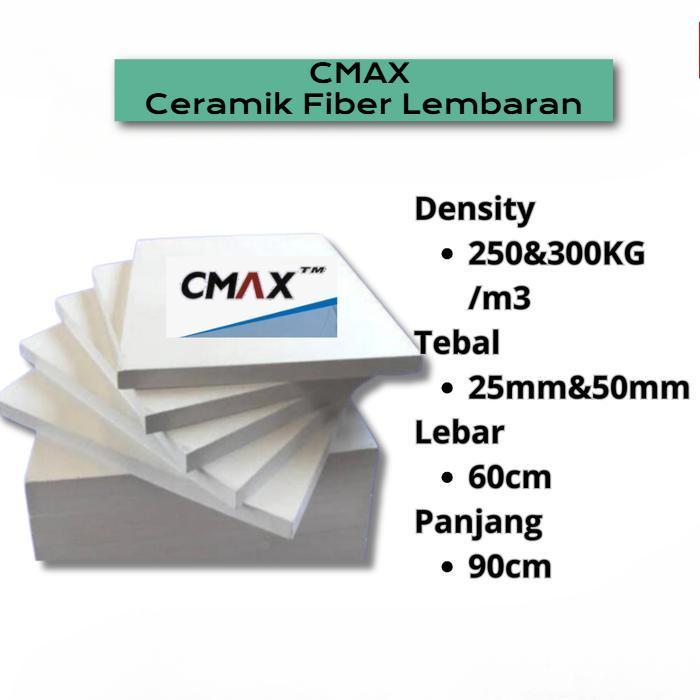 Cmax Ceramic Fiber Board / Lembaran Density 300kg/m3 Tebal 25mm x 60cm x 90cm