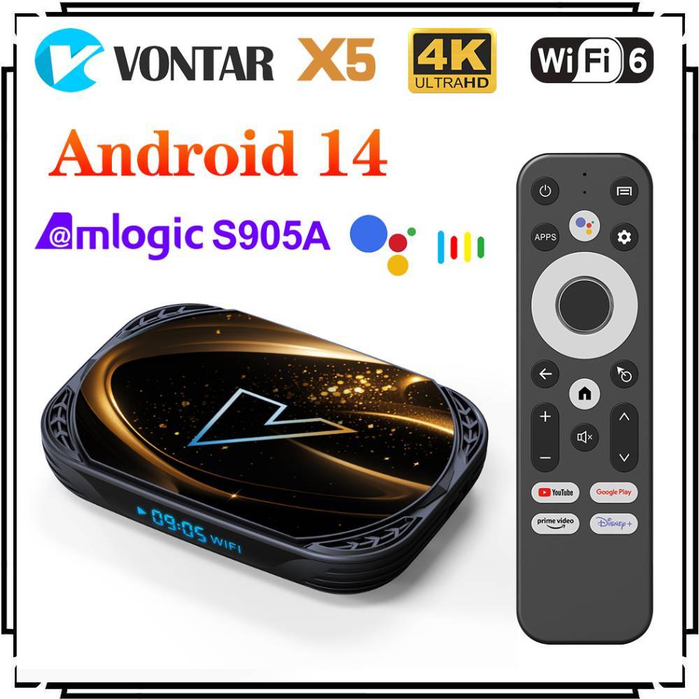 VONTAR Amlogic S905A X5 Android 14.0 TV Box S905X5M Mea Player Andorid 14 1000M AV1 4K 60fps Google 