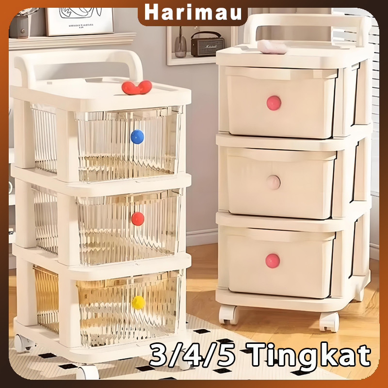 Rak Troli Tipe Laci Plastik/rak Penyimpanan Tertutup/rak Susun Tertutup Serbaguna/rak Laci Plastik S