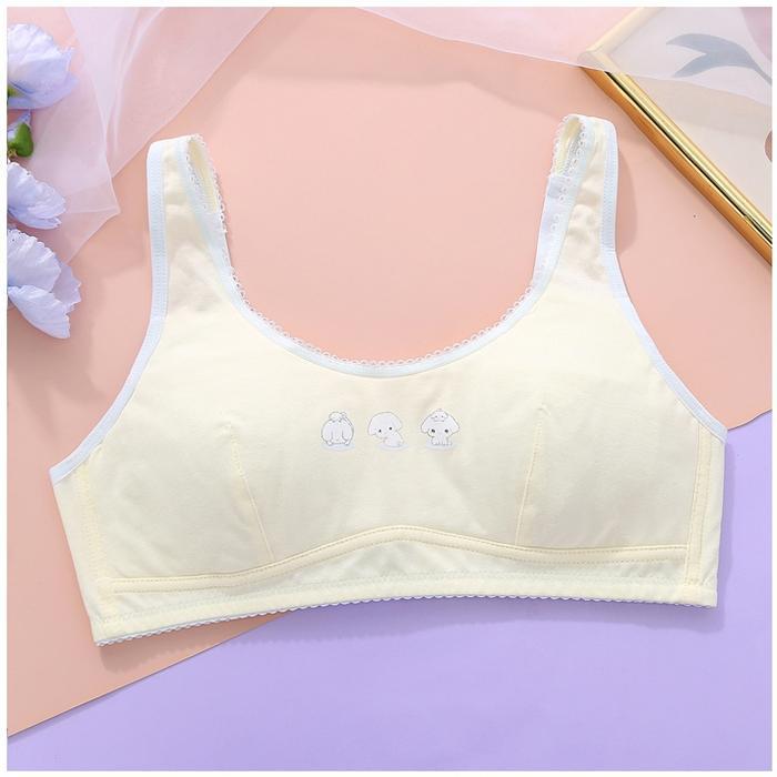 Miniset Remaja Lucu Bra Anak Perempuan Motif Karakter Bra Pemula Bra Remaja Pakai Kait - Kuning Muda