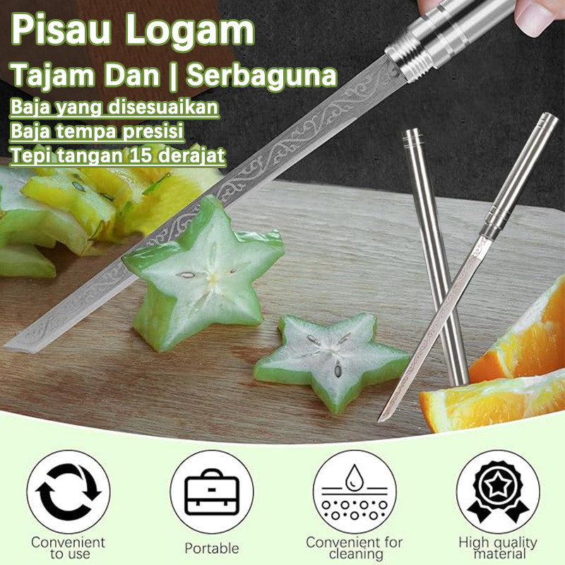 Pisau dapur buah 2 IN 1 Kombinasi Pisau Dapur Motif Tongkat Baja Tahan Karat Super Tajam Stainless P