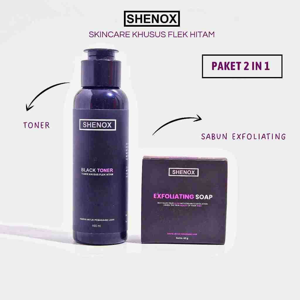 Shenox Skincare Sabun Exfoliating Dan Black Toner Exfoliating Pengelupasan Flek Hitam Membandel