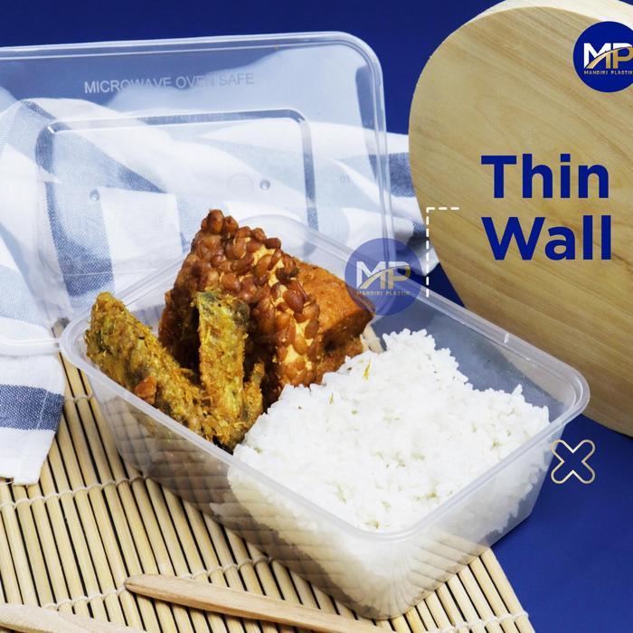 Senjaa Markett Thinwall Rectangle OT 1000ml Cup Mika OTI Food Container Kotak Makan Plastik Persegi 