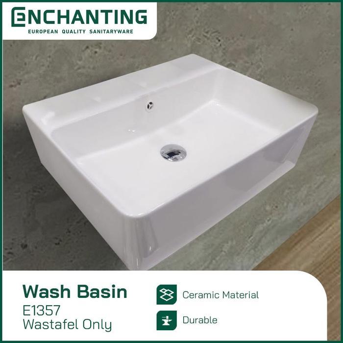 Set Wastafel Gantung Kotak Keramik Europe Enchanting E1357SET - E1357 Wastafel Only Terlaris