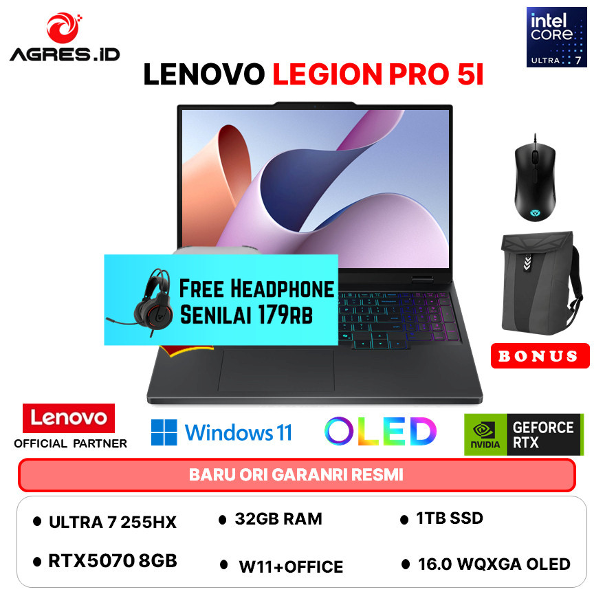 LENOVO LEGION PRO 5I OLED ULTRA 7 255HX RTX5070 8GB/ 32GB 1TB W11+OHS+M365B 16.0 WQXGA 165HZ -39ID