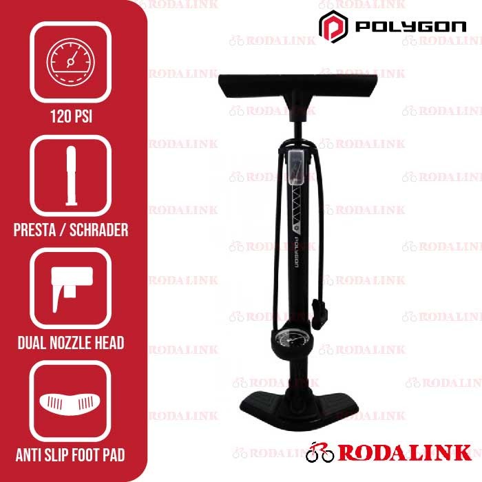 Polygon Pompa Ban Sepeda Floor Pump Steel STX 160 psi