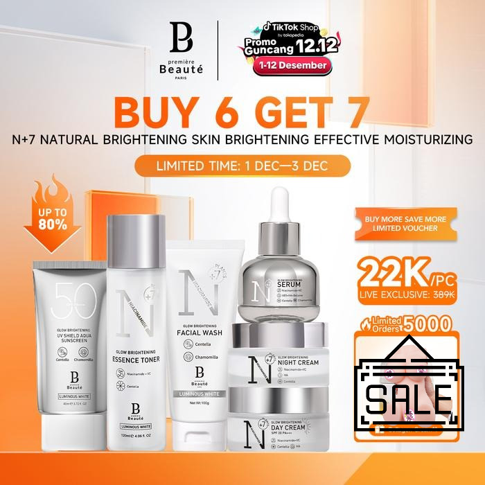 Premiere Beaute Whitening Paket Niacinamide Skincare 6PCS Set Wajah Moisturizing - Promo Bundle Set