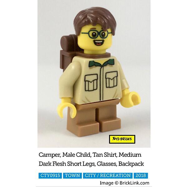 LEGO 60202 Part Out - CTY0915 - Boy Camper Minifigure with Accessories