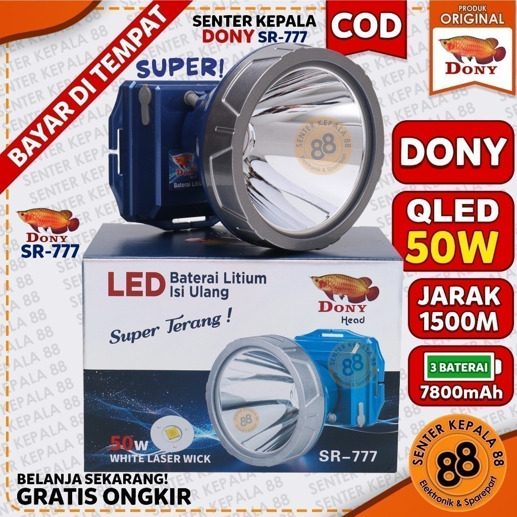 DONY Senter Kepala DONY 50W LED SR-777 SR 777 50 Watt Super Terang QLEDD