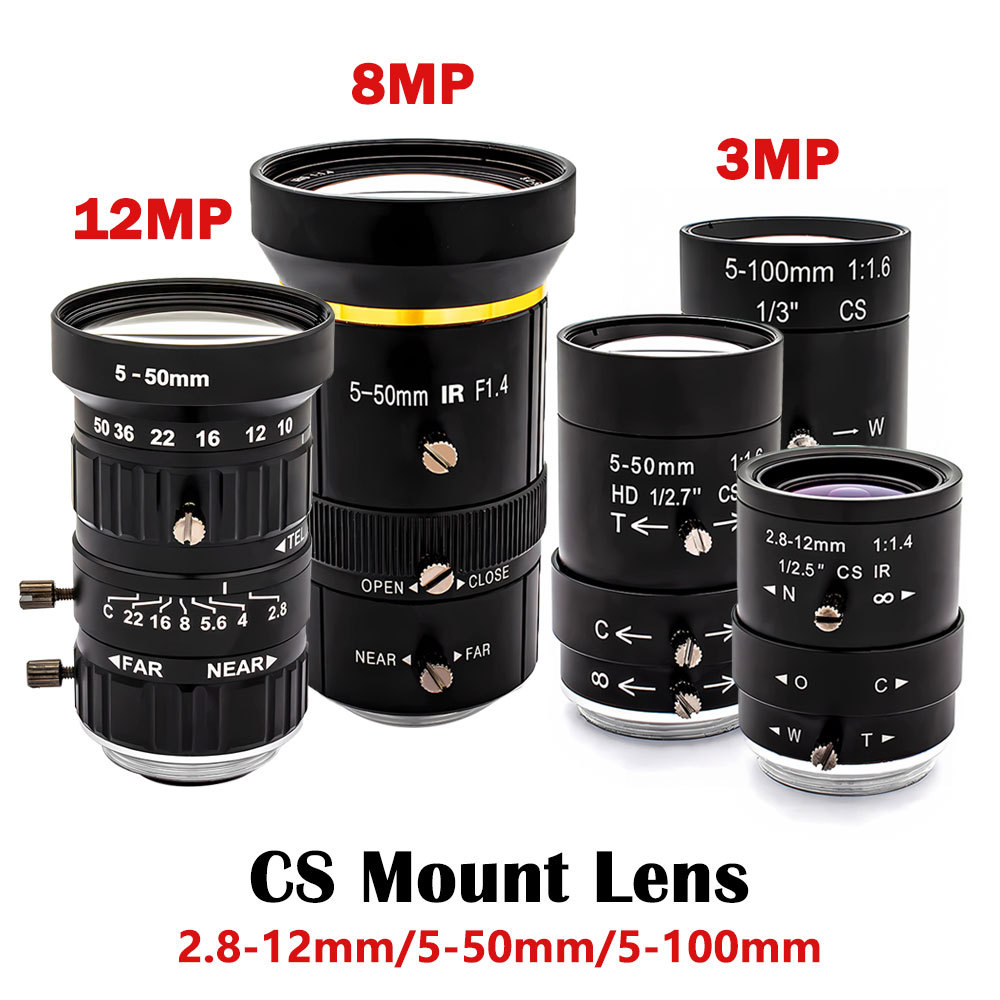 CCTV CS-Mount Zoom Lens 2.8–12 /5–50 /50–100 mm High Definition Industrial Cameras Manual Varifocal 
