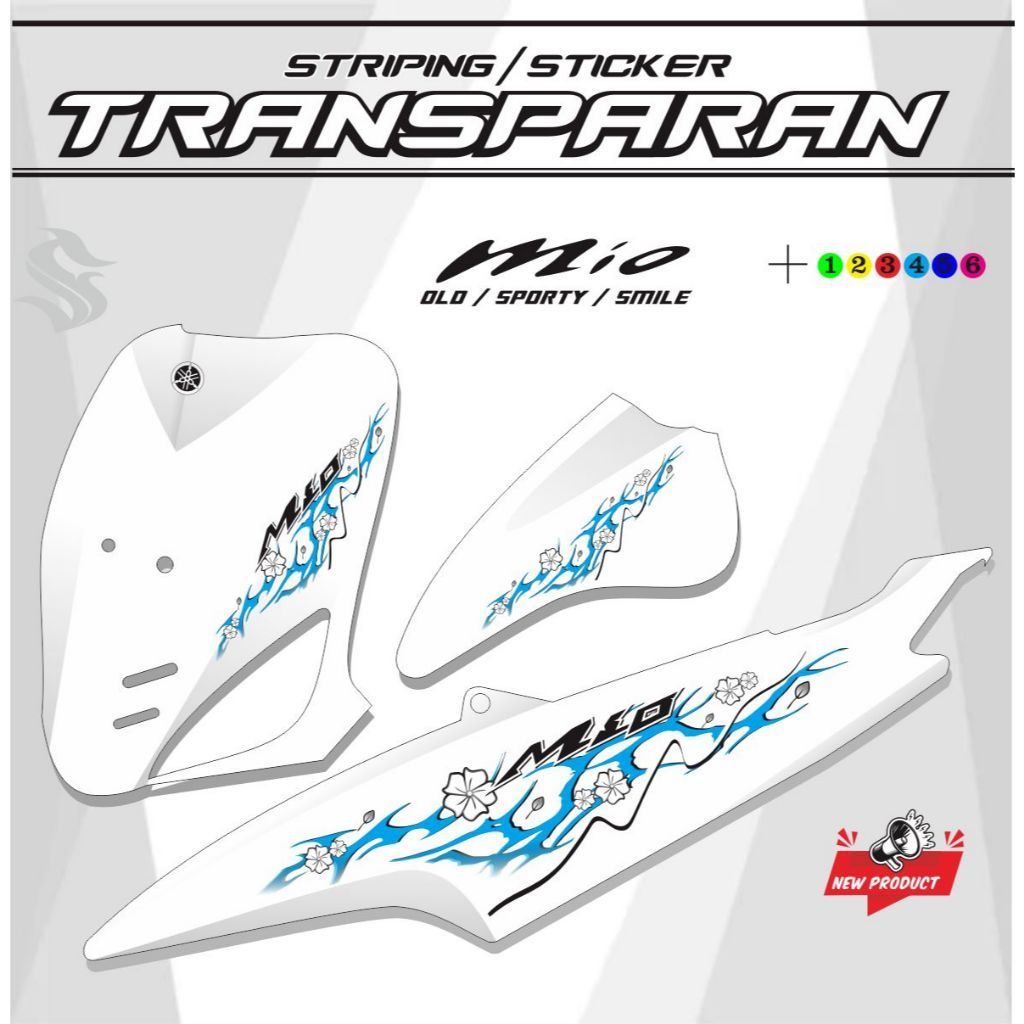 STICKER MIO OLD STRIPING UV TRANSPARAN MIO SPORTY 110 POLET LIST / VARIASI