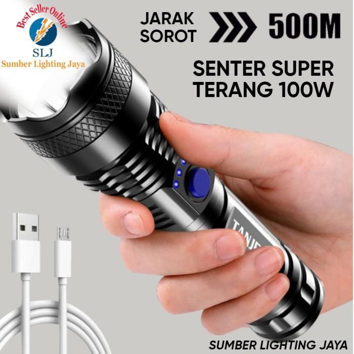 SENTER LED 100W SUPER TERANG RECHARGEABLE/ SENTER CAS USB - SENTER LED
