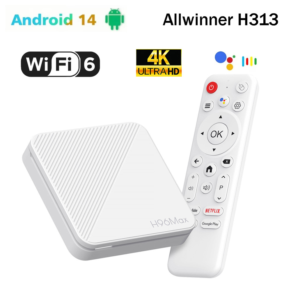 H96 MAX H313 TV Box Android 14 TV Box 4K Video Smart TV Box Voice Assistant Mea Player Set Top Box 1