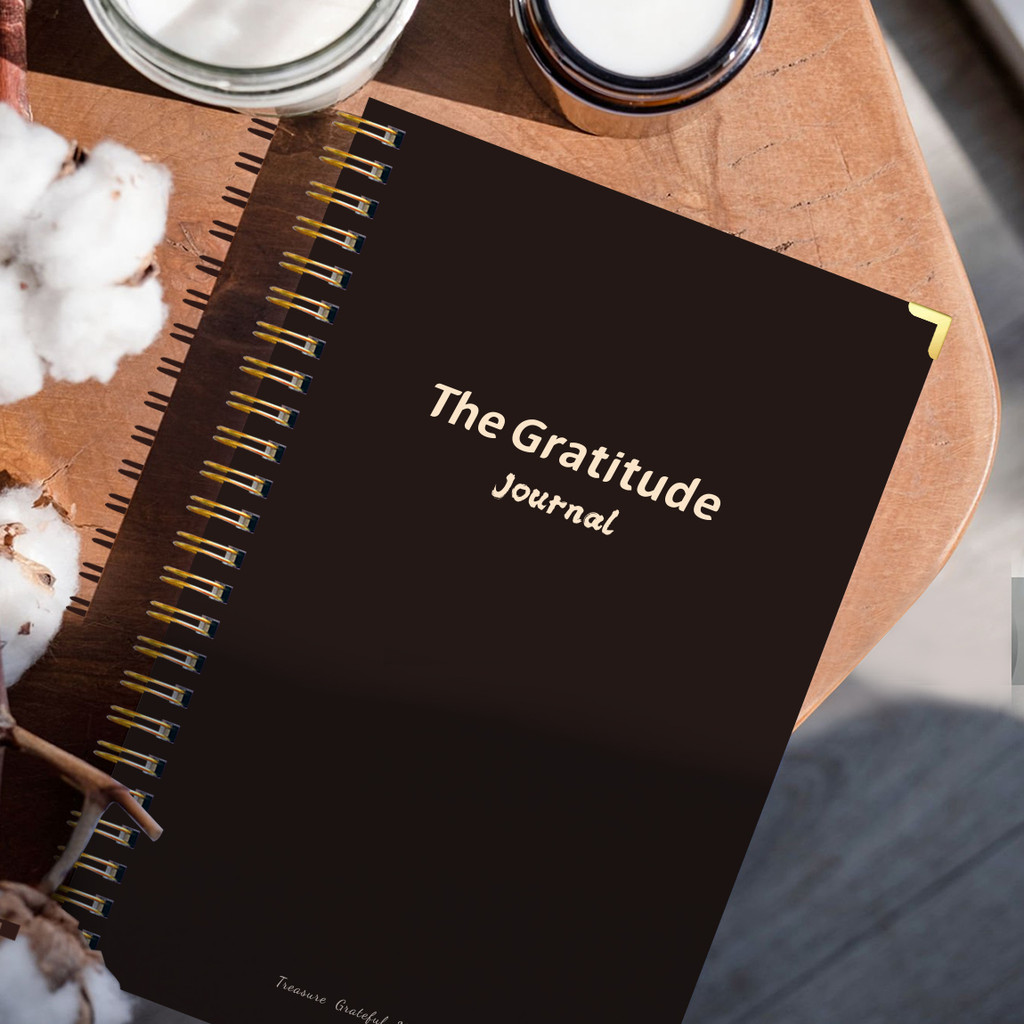 A5 Gratitude Journal Notebook, Mindfuess Journal with Prompts, Spiral Bound Notebook for Positive Th