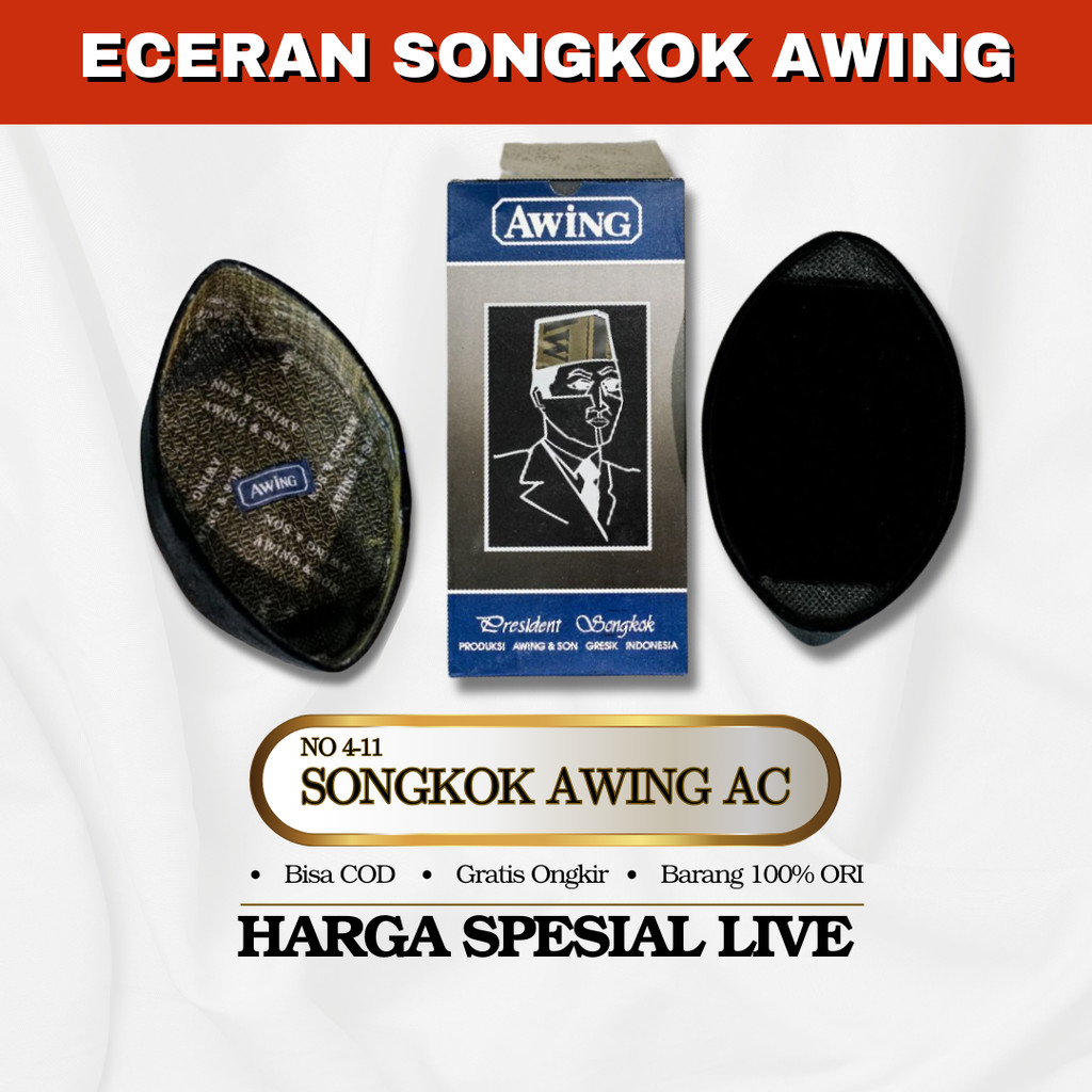 Songkok Awing AC Tinggi 8,9,10 Original Produk | Kopyah Awing | Peci Awing | Songkok Awing