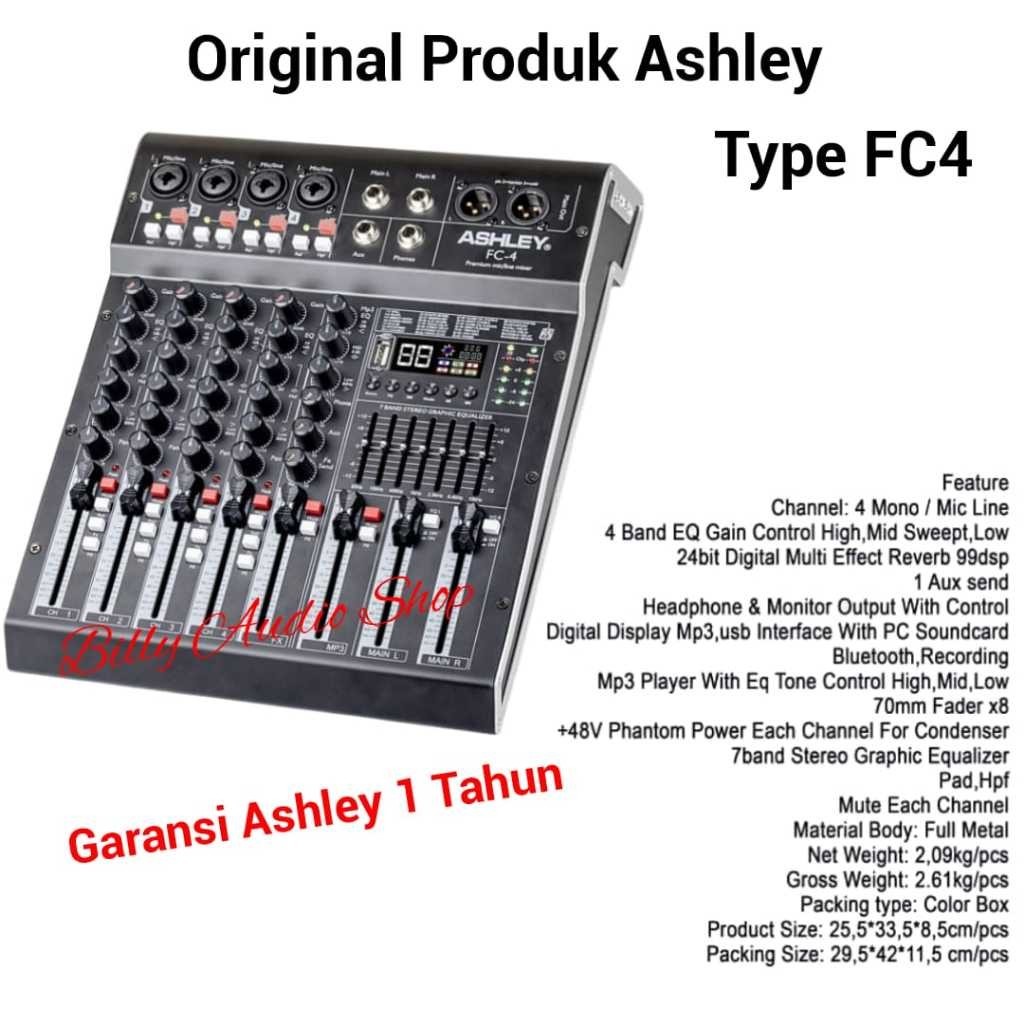 ASHLEY | Mixer Audio Ashley FC4 | FC-4 Original Produk | 4 Channel | 4 Mic Line COD