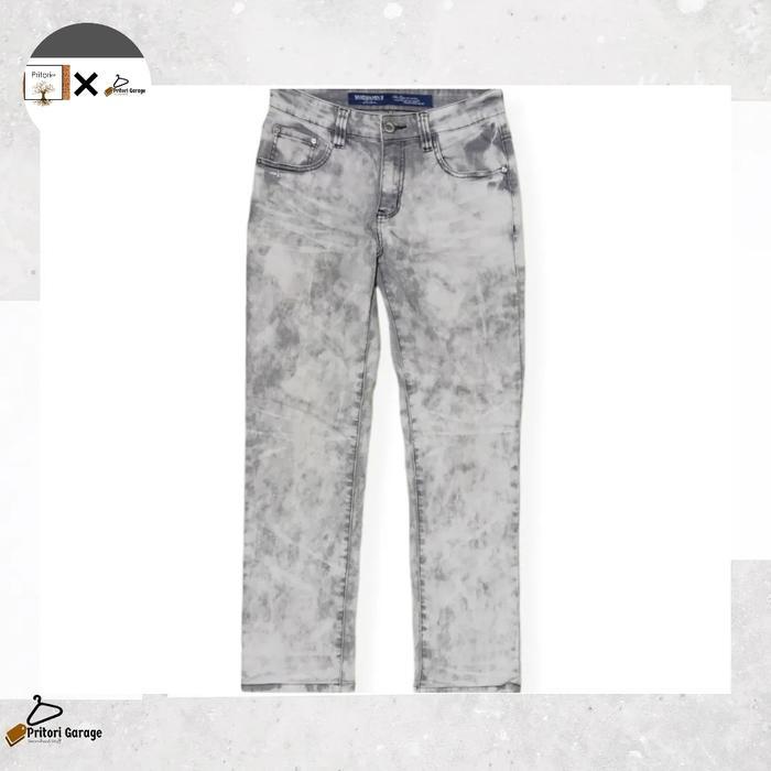 Soft Jeans Dry Denim Tebal Shatian Straight White Grey Acid Wash 28
