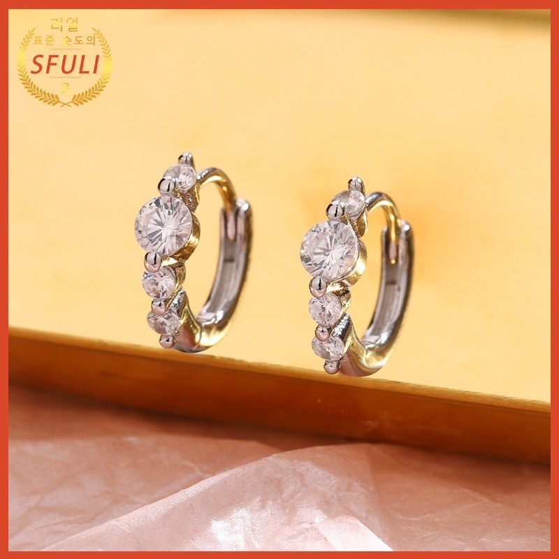 Anting Wanita Mini Empat Berlian Emas Putih
