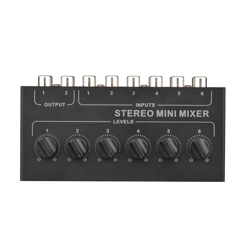 Mini Stereo 6 Channel Passive Mixer RCA Portable Auo Mixer 6 In 2 Out Stereo stributor Volume Contro