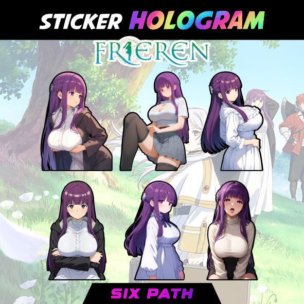Sticker Hologram Waterproof Fern Sousou No Frieren Lucu Cantik Imut Sexy untuk HP Helm Motor