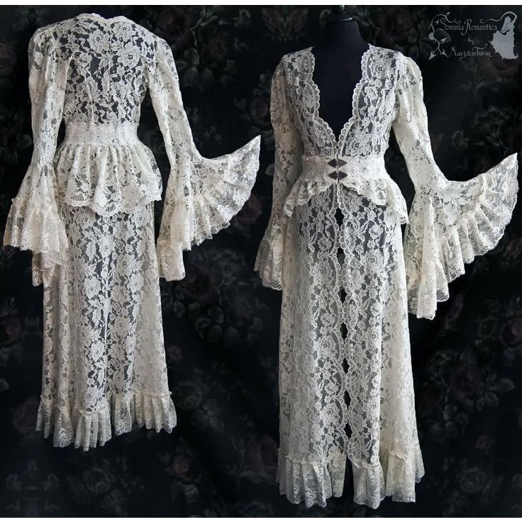 Outer panjang  brukat  gothic Dress wanita lace -NS283