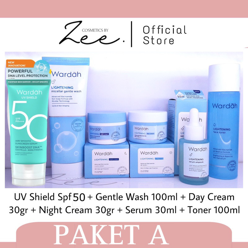 Wardah Lightening Series | Paket Wardah Lightening | Paket Lengkap Skincare Lightening | Uv shield S