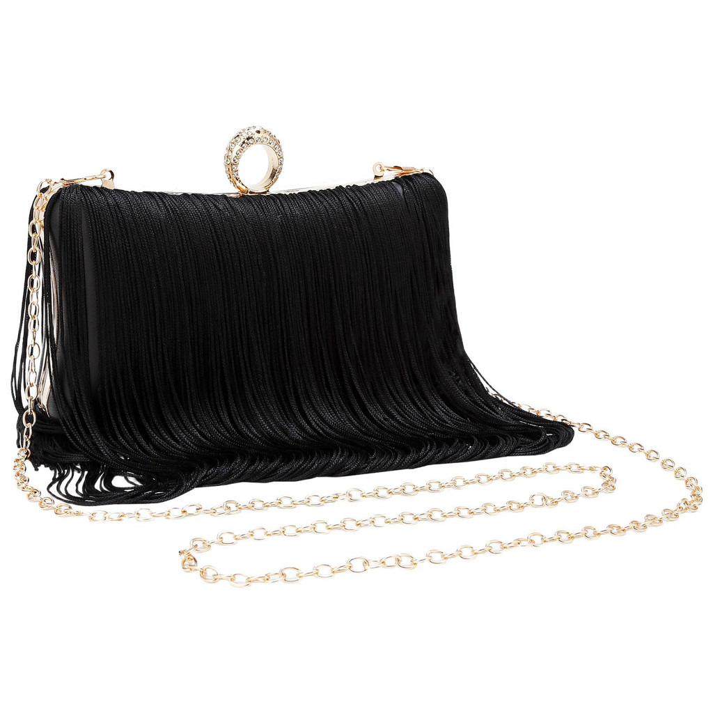 2025 Fashion Luxury Long Tassel Handmade Evening Banquet Bag Women Handbag Wedding Party Clutch Purs