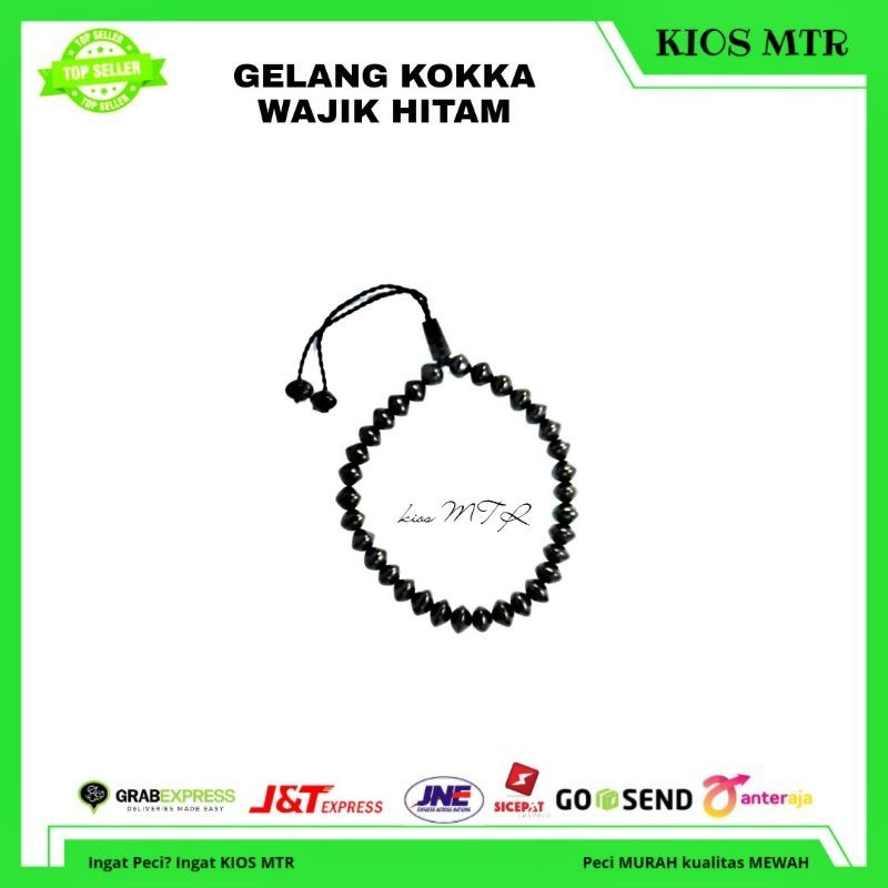 Gelang Tasbih Kokka Wajik Hitam - Kayu Kaukah Asli Aksesoris