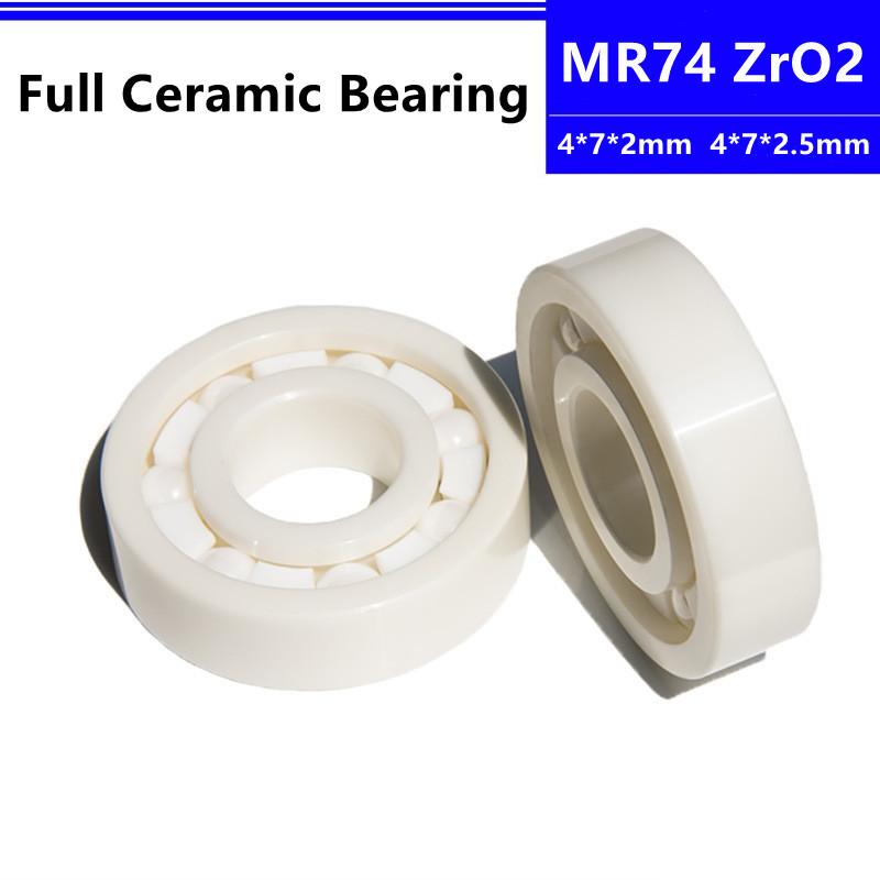 4pcs ZrO2 ceramic bearing MR74 4*7*2mm 4*7*25mm Zirconia Full Ceramic Deep Groove Ball Bearing 4x7x2