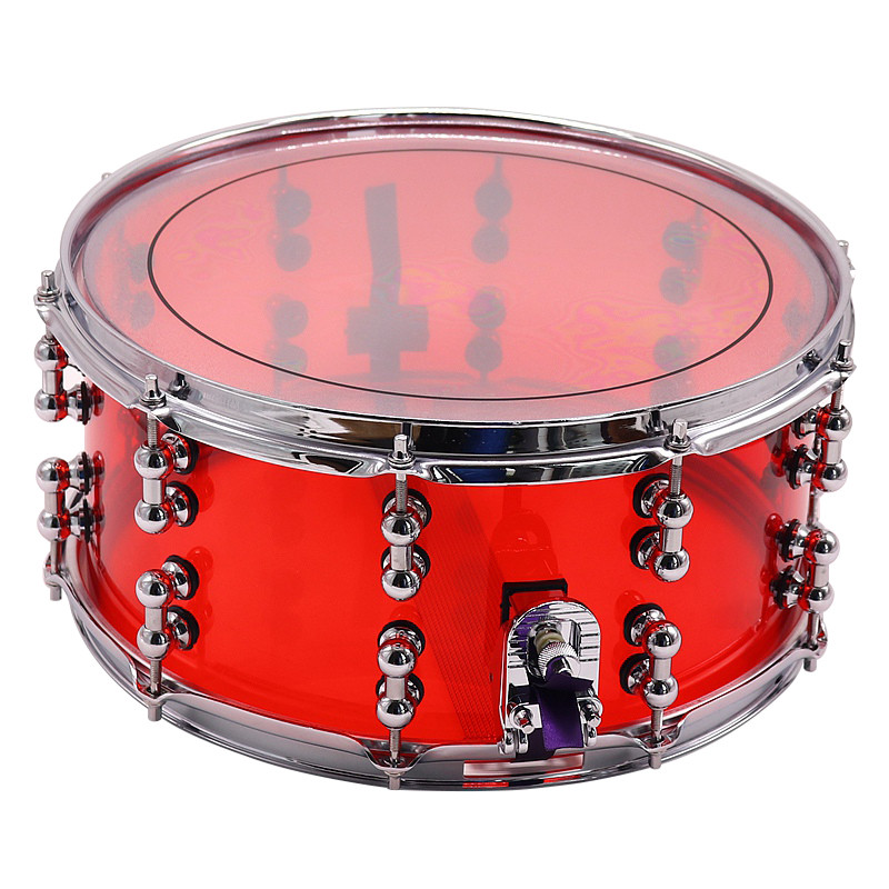 1 Piece 14inch a 65inch Depth Transparent Acrylic Snare Drum with Silver Color 2mm Iron Hoop and All
