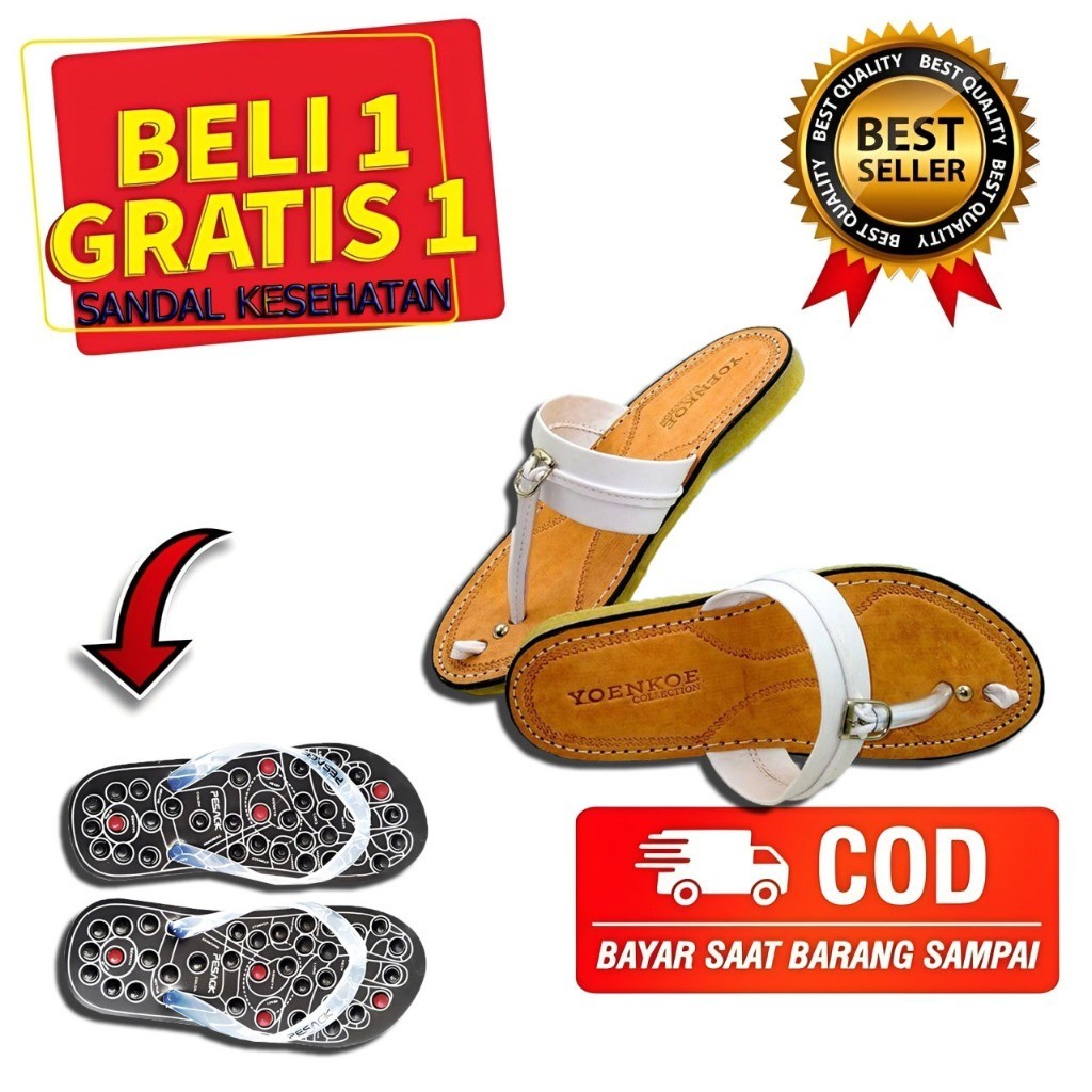 Sendal Tarumpah Toha Asli Kulit Khas Tasikmalaya Bonus SANDAL Kesehatan Sol Bawah Tebal Bahan Karet