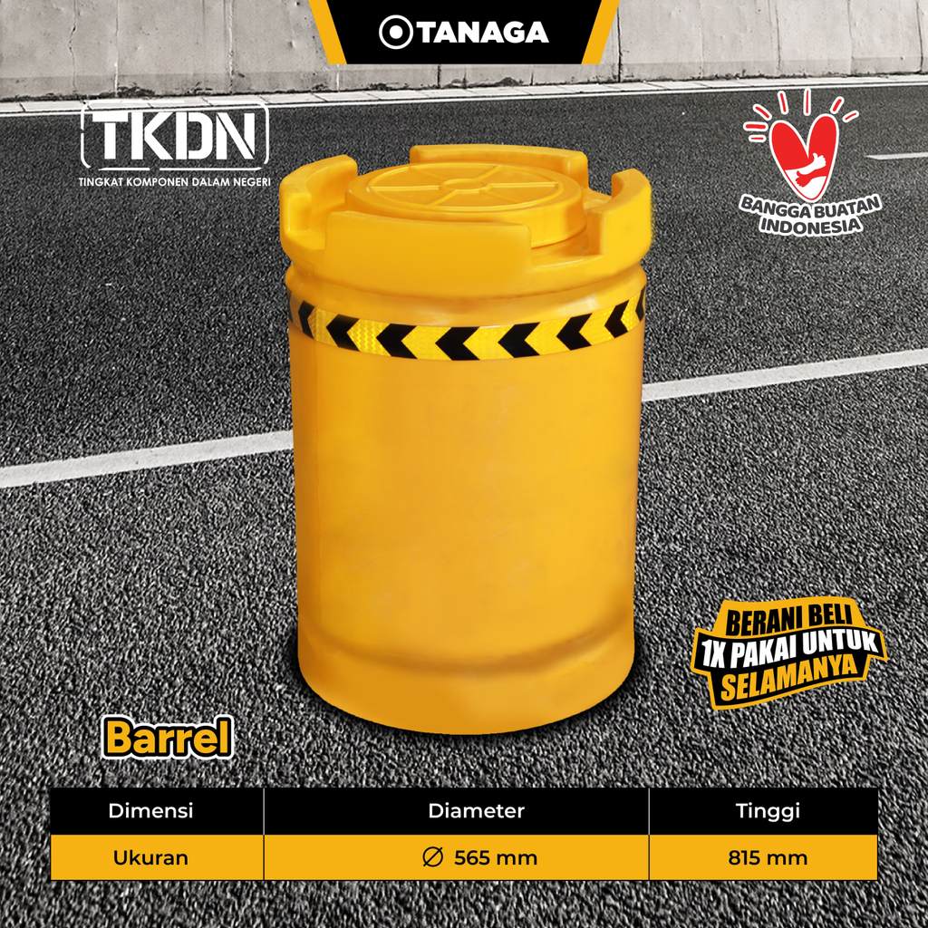 TANAGA Traffic Barrel Pembatas Jalan Peredam Dentuman Alat Pengaman Pembatas Jalan Tol Tikungan