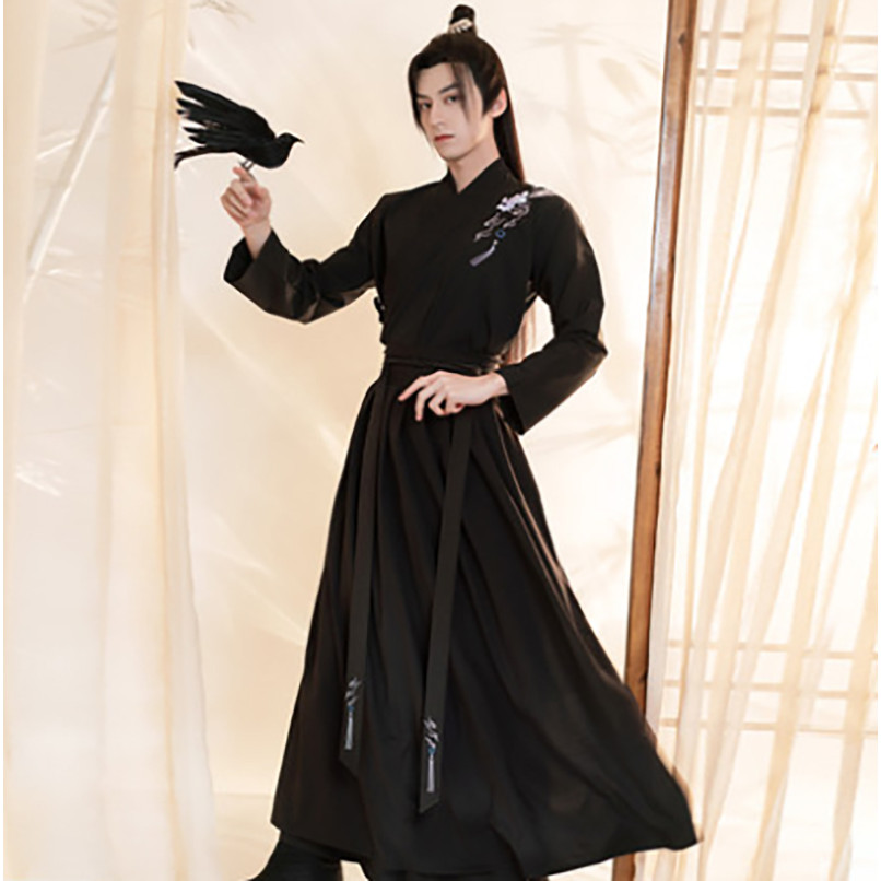DECULERS STORE Large Size 3XL Hanfu Men Ancient Chinese Hanfu Black Sets Men Carnival Halloween Cosp