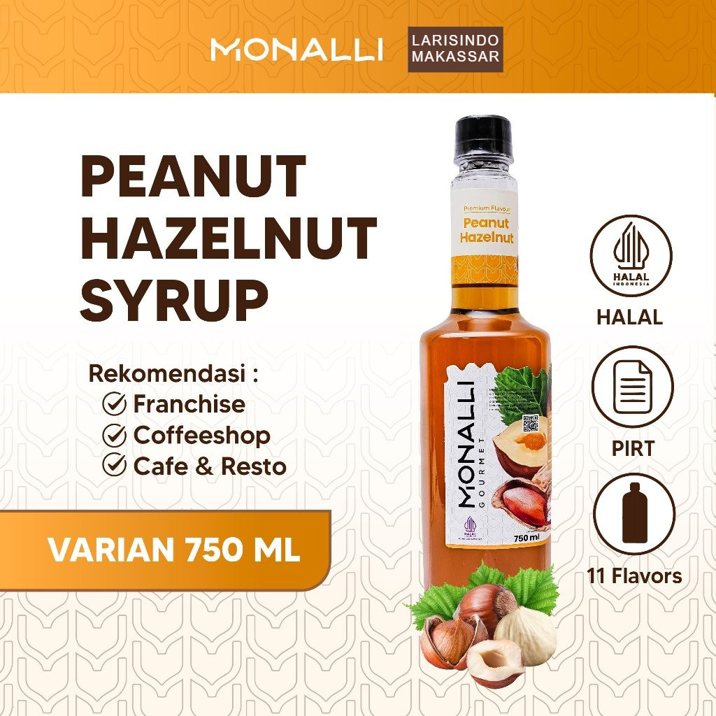 Monalli Syrup - 750 mL Peanut Hazelnut_Syrup_Sirup Cafe & Coffee Premium_Sirup Kopi_Sirup Mocktail