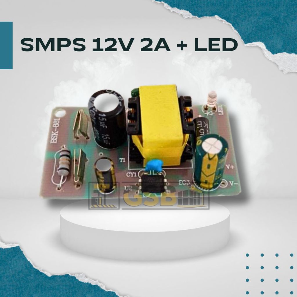 Modul Adaptor SMPS 12V 2A Kit PCB Power Supply 12VDC 2A Input 220V AC Optocoupler LED Indikator