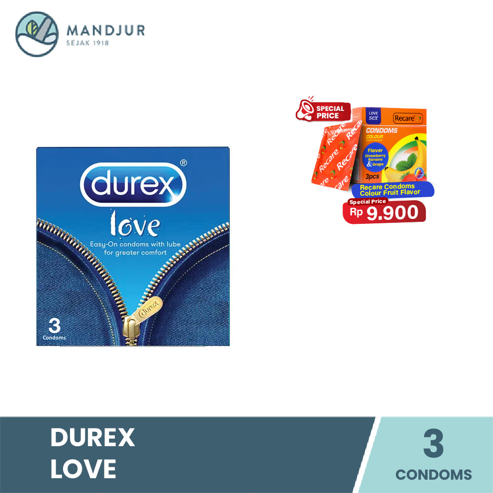 Kondom Durex Love Jeans Kondom Pria Extra Pelumas Pria Isi 3 - Kondom Ekstra Pelumas