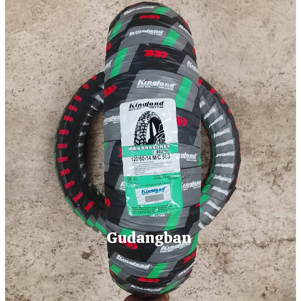 KING ANACONDA 120 80 14 Kingland Ban Luar Motor PCX VARIO TUBELESS FREE PENTIL