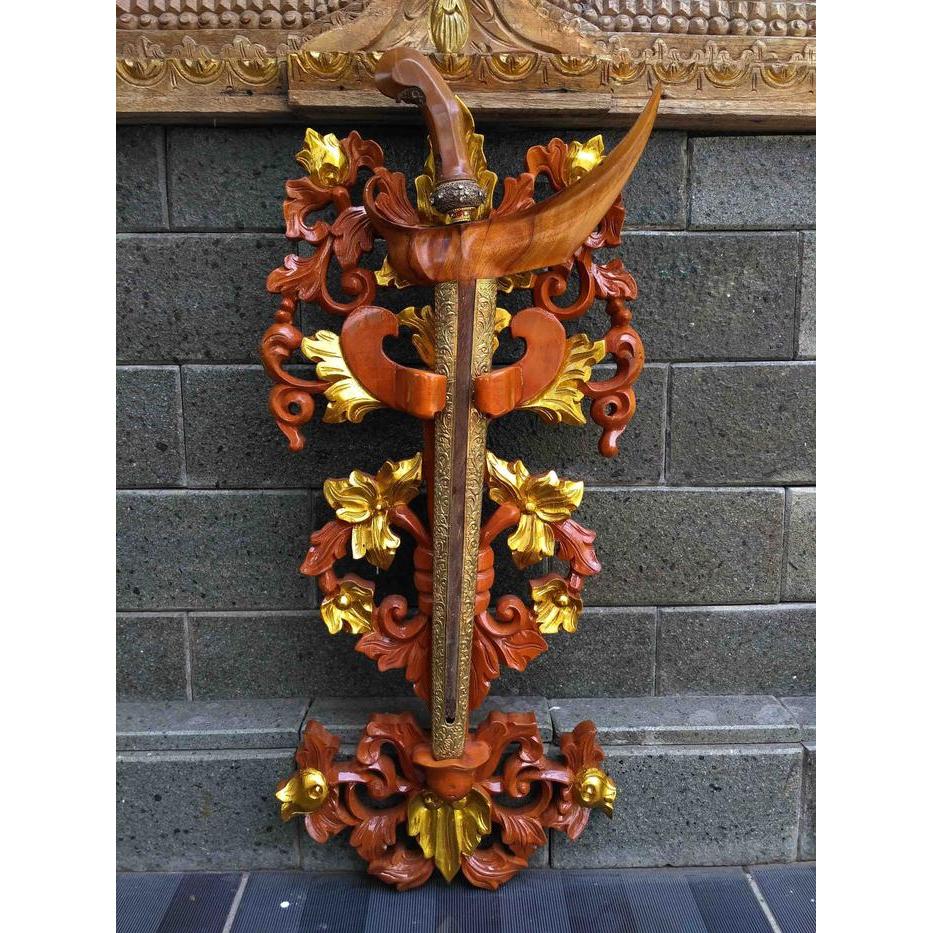 Blawong keris Simpel Combinasi Politur Dan Warna Emas LP2