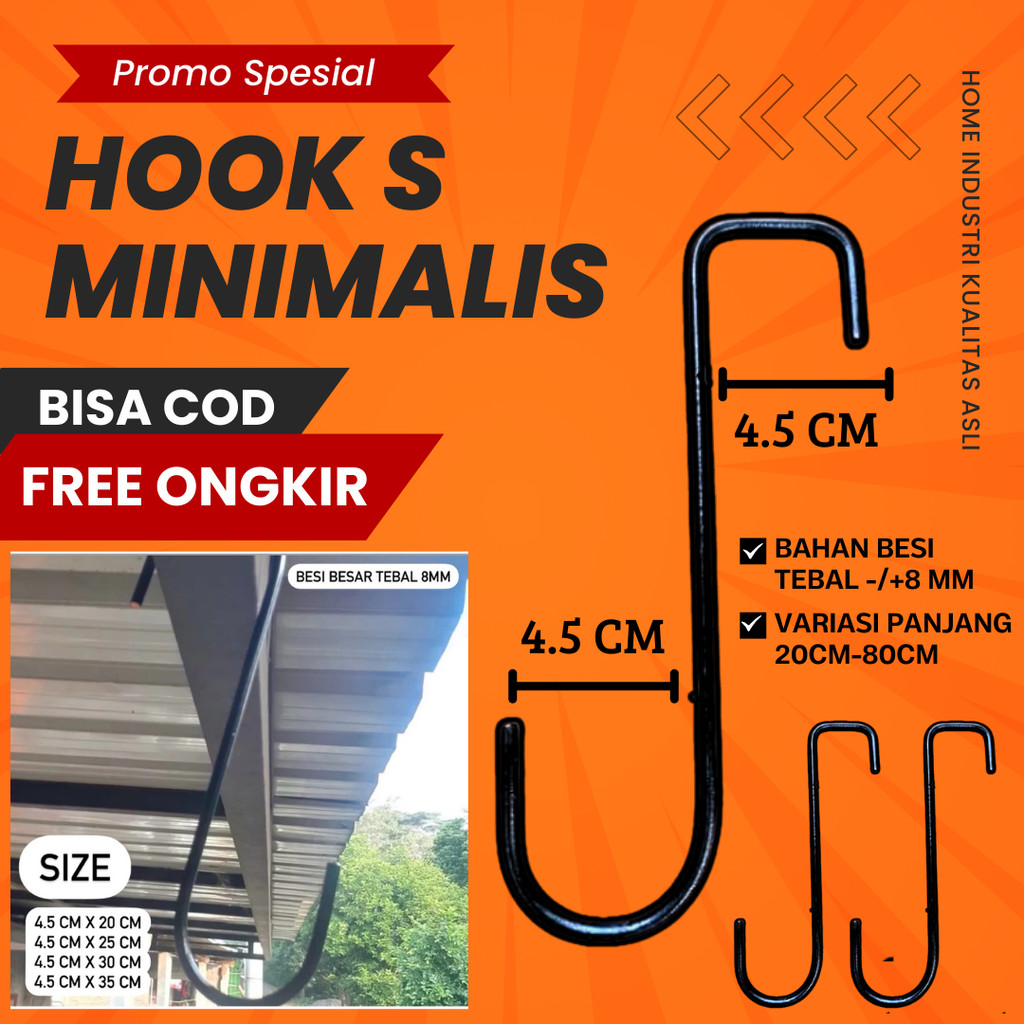 besi S,cantolan besi S/gantungan kandang burung/gantungan pot bunga